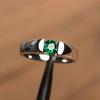 Women's Green Emerald Gemstone Ring Round Cut 925 Sterling Silver May Birthstone Wedding Engagement Ring