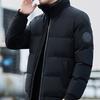 Men Down Jacket Stand Collar Long Sleeve Zipper Closure Jacket Elastic Hem Solid
