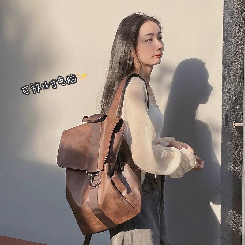 Модный женский рюкзак из мягкой кожи: 2023 Колледж и Путешествия, Корейский и Японский Стиль, Вместимость для 16-дюймового ноутбука