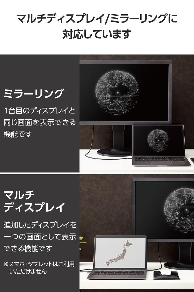 Elecom Кабель-преобразователь USB Type C в HDMI 2 м Мягкий 4K2K Совместимый с зеркалированием Черный (3840×2160/60 Гц) Несколько дисплеев [Совместимо с iPhone/Google]