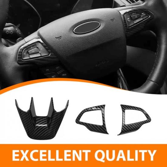 3Pcs Carbon Fiber Color Steering Wheel Cover Fit For Ford Focus ST RS 2015-2017