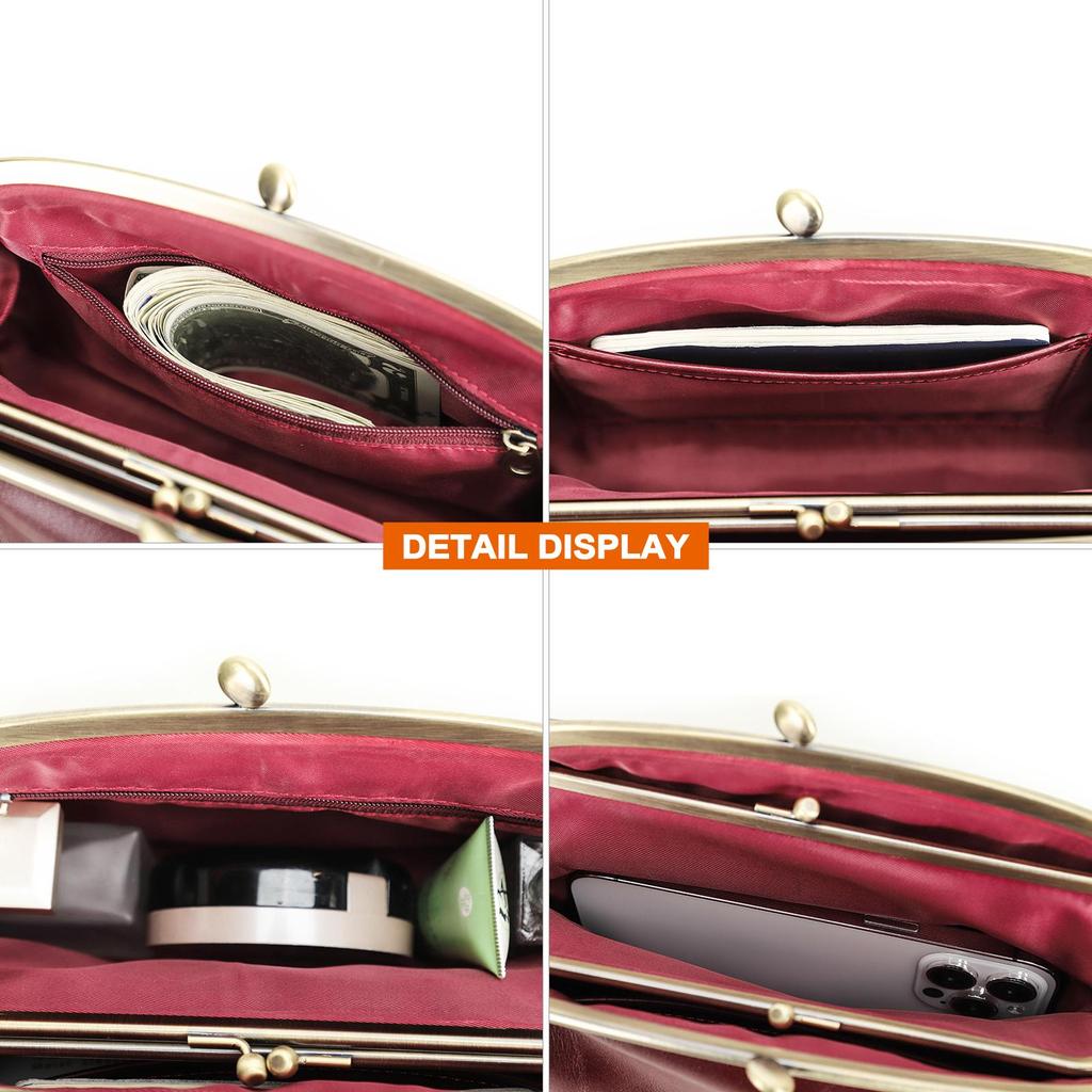 CONTACT'S 2024 сумки-клатчи из натуральной кожи с замком Kiss Lock, дизайн с металлическим каркасом, женские модные сумки с карманом для телефона, женские сумки, сумки