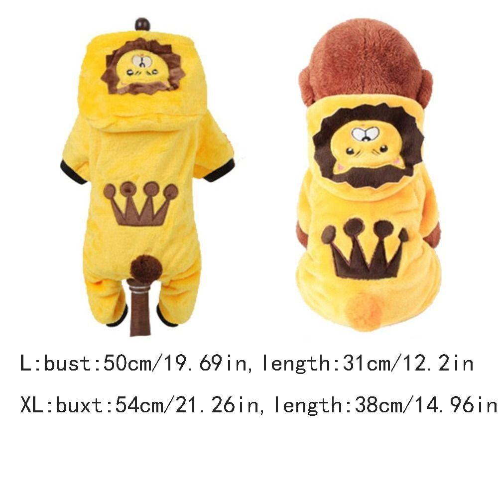 Soft Fleece Pet Dog Clothes Warm Hoodies Coral Velvet Puppy Clothes Tigger Pattern Cartoon Design Dog Jumpsuits Small Dogs