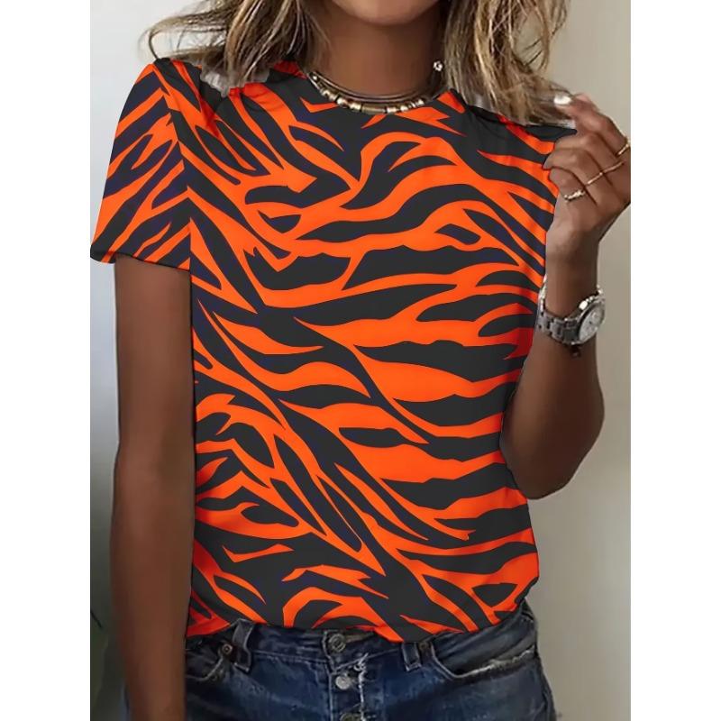 Summer Women's Round Neck Short Sleeved T-shirt Fashionable Casual Top Clothing