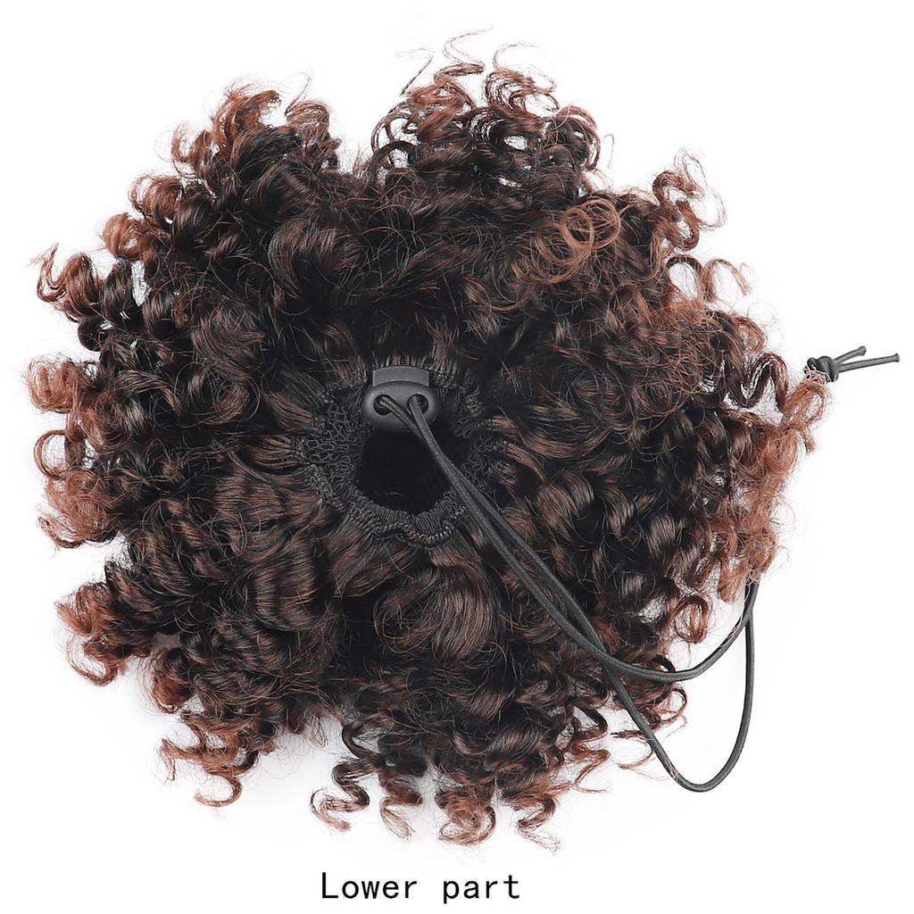 Африканский кудрявый пучок-бублик шиньон резинка обертка афро пуф черный синтетический парик для женщин для ежедневного использования