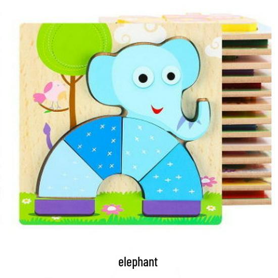 Утолщенная 3D деревянная головоломка «Животные и Транспорт» - Обучающие кубики для младенцев
