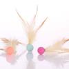 1 Pc/3 Pcs Interactive Feather Ball Toy Mini Bouncy Basketball Soccer Baseball with Feather Pet Training Catcher Toy for Indoor Cats
