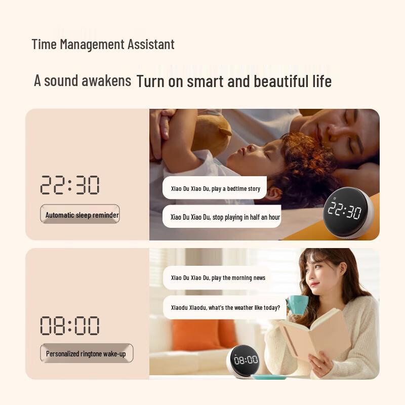 Xiaodu Smart Alarm Clock Speaker with Digital Display