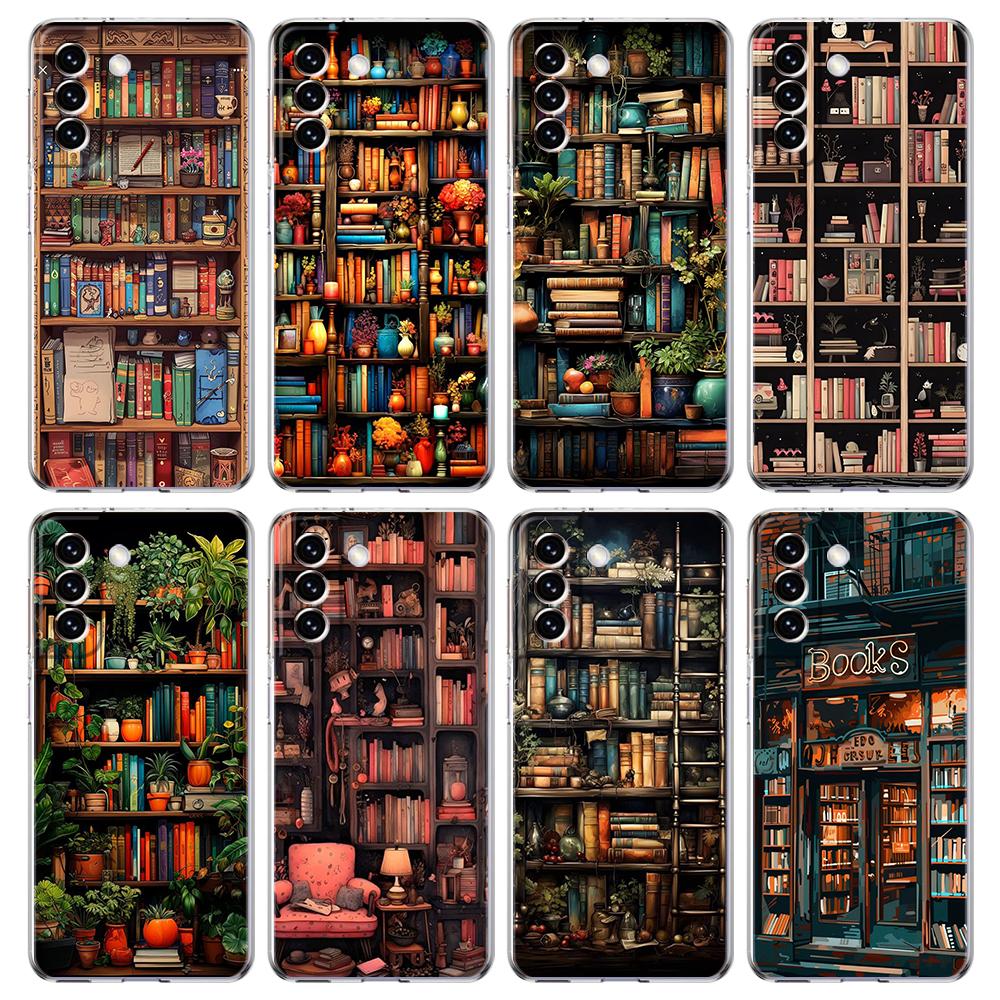 Read Books illustration Transparent Cover for Samsung Galaxy S24 S23 S22 S20 S21 FE Ultra S24 S23 S10 S10E S9 Plus 5G Phone Case