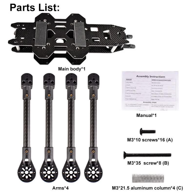 Qi Shao 13-inch Carbon Fiber FPV Drone Frame