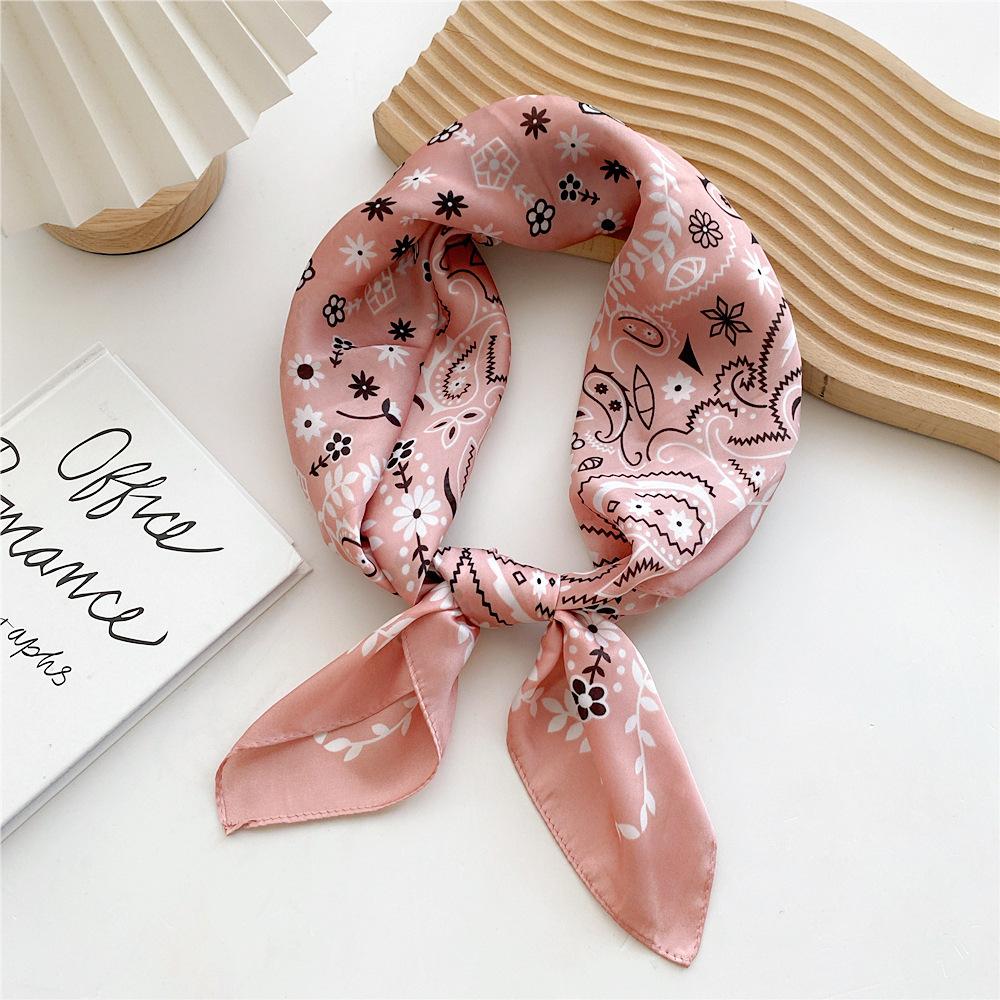 Cotton And Linen Small Square Scarf Silk Scarf Women'S Spring And Autumn New Style Artistic And Versatile Fashionable Temperament Headband Scarf