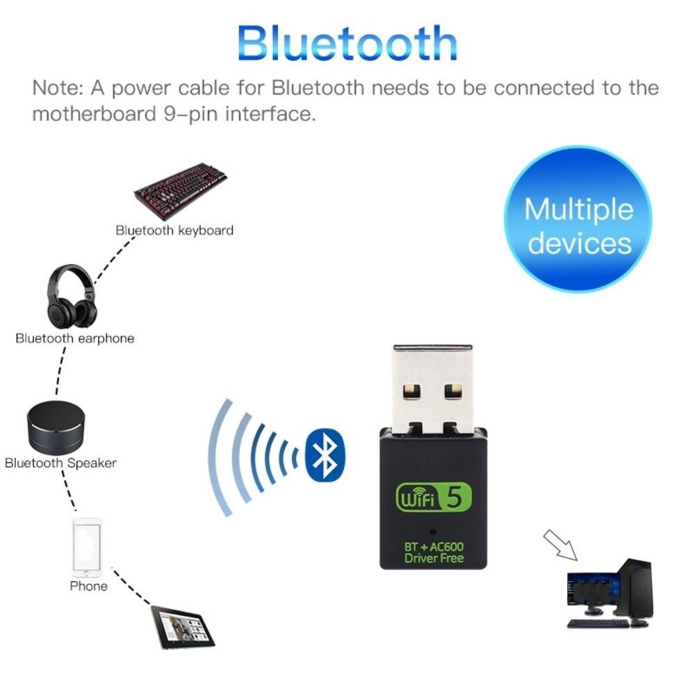 600Mbps Bluetooth 5.0 2 in1 Dongle Bluetooth BT+AC600 Wifi Network Adapter Dual Band WiFi Receiver Wireless Network Card