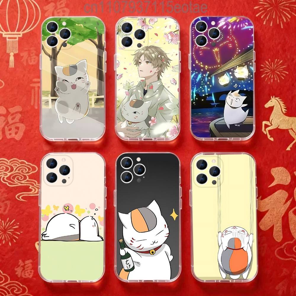 Сенсей Н-Нацумэ юдзинчо Нянко Чехол Для iPhone 17,16,15,14,13,12,11 Pro,Max,Plus,X,XS,XR,SE4,E Mini Прозрачный Мягкий Чехол