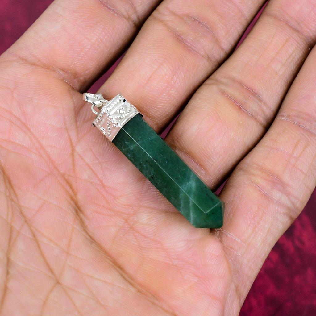 Подвеска с искусственным изумрудом, Подвеска из стерлингового серебра 925 пробы, Ювелирные изделия с драгоценными камнями, Подвеска ручной работы, Удивительные ювелирные изделия, Подарок для нее