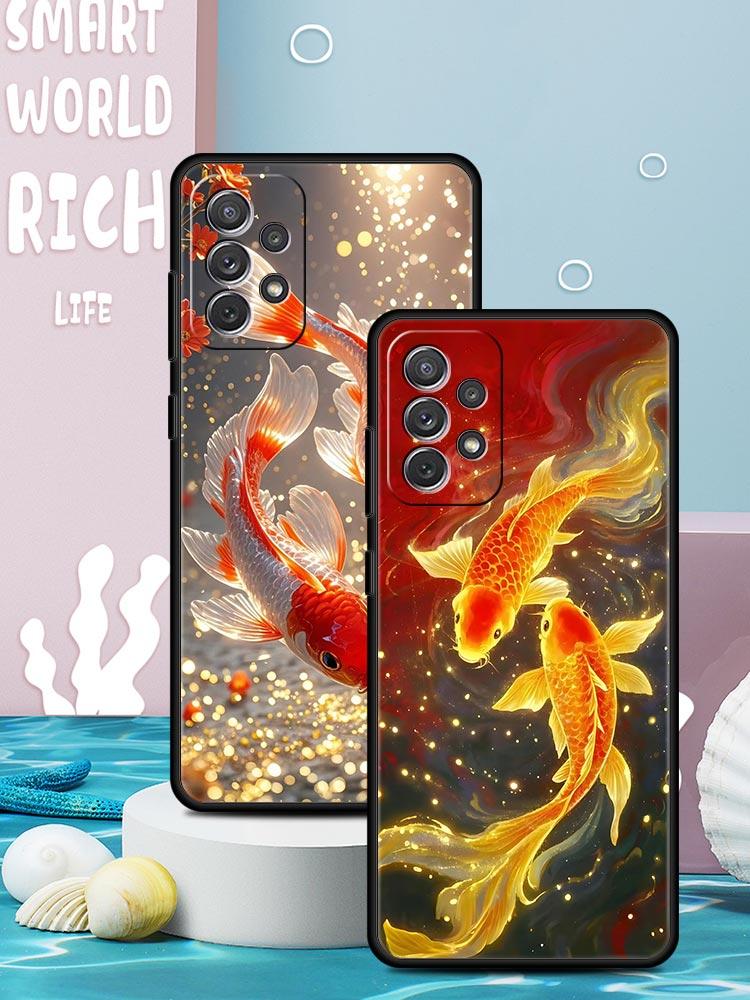 Чехол для телефона "Золотая рыбка плывет" для Samsung Galaxy A55 A35 A15 A14 A13 A25 A54 A51 A71 A72 A73 A32 A52 A41 5G Мягкий TPU Чехол Capas
