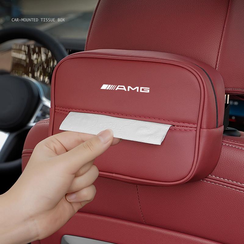 GLC GLB Логотип Автомобиля Коробка для салфеток Подвесная на сиденье Сумка для хранения бумажных полотенец Для Mercedes Benz AMG W205 W203 W220 W206 W211 W212 W201 W176