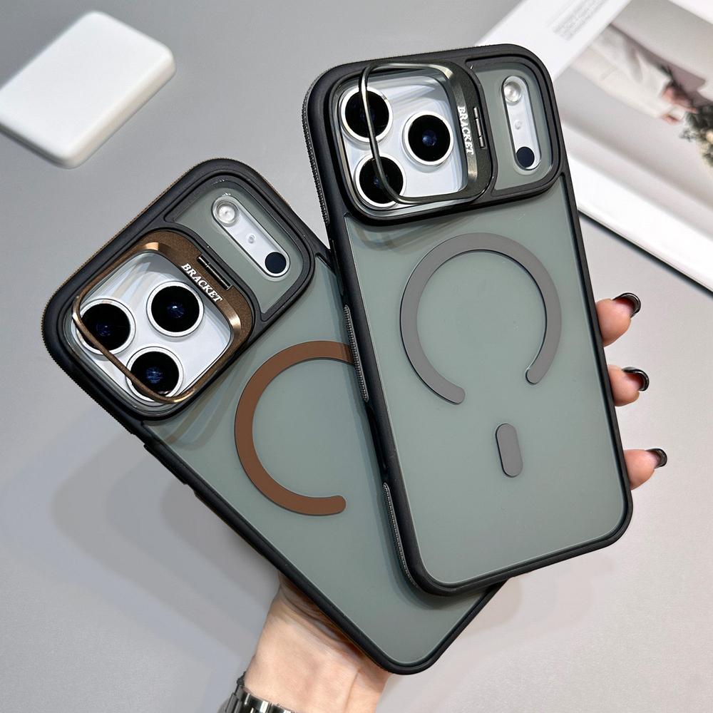 KEYSION Прозрачный магнитный чехол-подставка для линз MagSafe для iPhone 17 Pro Max Air TPU+PC Блокировка цвета Ударопрочный чехол для телефона