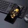 Черный стеклянный чехол для телефона с золотым черепом, подходит для Samsung Galaxy S26 S25 S24 S23 S22 S21 S20 FE/Ultra/Plus, противоударная задняя крышка