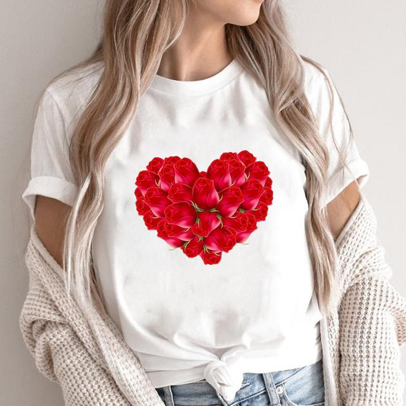 (Азиатский размер) T-shirt с графическим принтом леопардовых цветов для женщин, топ с круглым вырезом, модный принт, повседневные футболки с коротким рукавом