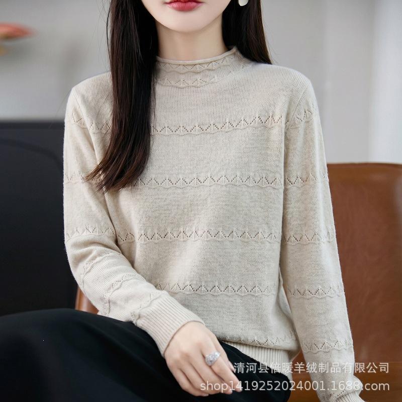 Women Half Turtleneck Loose Fit Knit Sweater For Autumn Winter