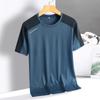 (L-8XL) Быстросохнущая мужская спортивная футболка из ледяного шелка с короткими рукавами, футболка для кемпинга, пешего туризма и рыбалки, мужские топы для фитнеса с половиной рукавов