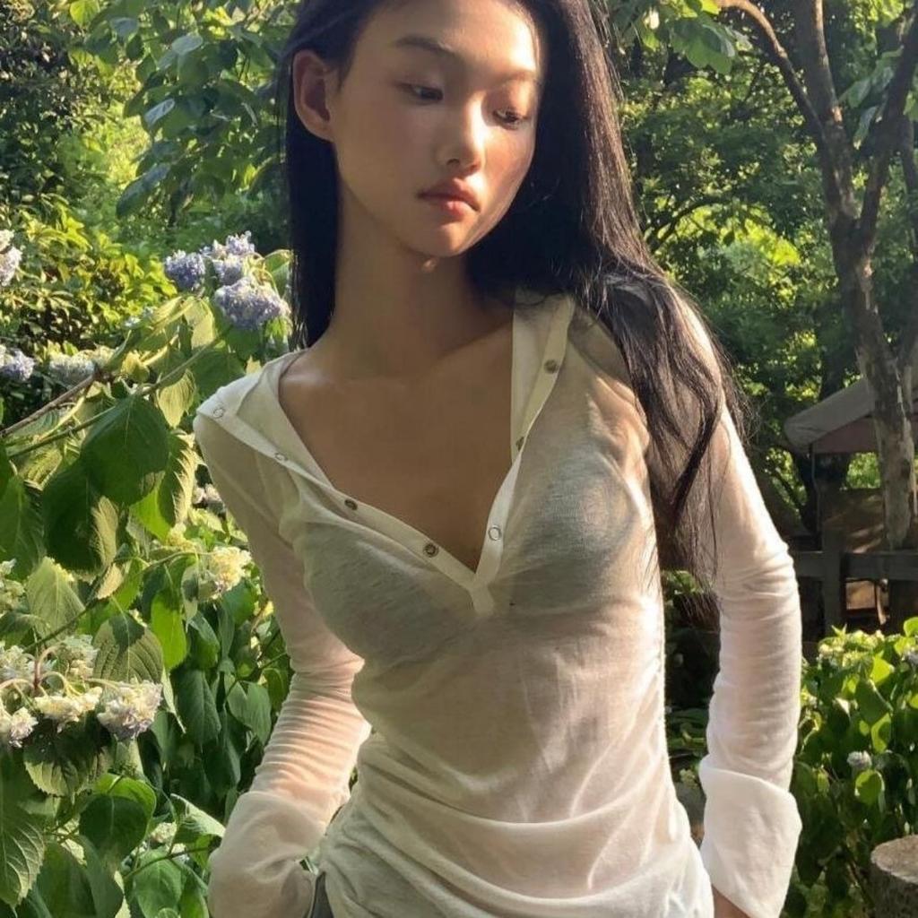 2KWEIRD Hooded T Shirt Women Clothes Long Sleeve See Through Slim 2000s Clothes Y2k Tees Female Clothing Chic Spring Tops Korean