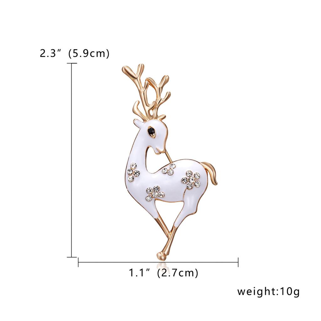 Rinhoo Cute Full Rhinestone Deer Brooches For Women New Year Decorative Imitation Pearl Animal Elk Lapel Pins Christmas Jewelry