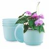 10 Inch Plastic Round Flower Pots with Tray for Home Planters, Terrace, Garden Etc | Pack of 05 | Blue | for Home Indoor & Outdoor Gardening Plants