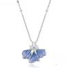 Sterling Sliver Pendant Necklace for Women Iris Flower Blue Floral Enamel Elegant Party Gifts for Her Jewelry