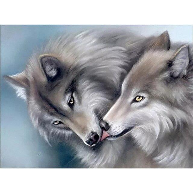 Волк DIY 5D алмазов картина вышивки крестом комплект полный круглый смолы животных Алмазная вышивка волки мозаика горный хрусталь домашний декор