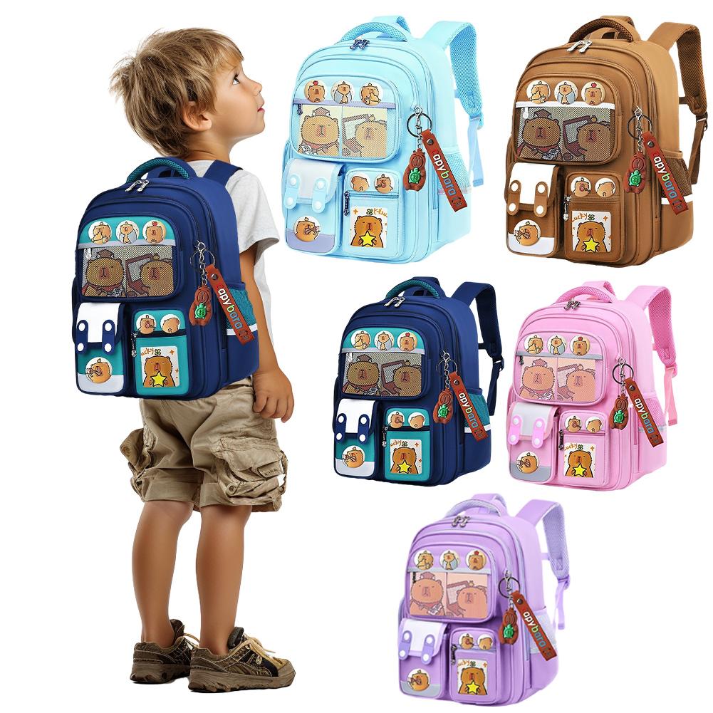 Capybara Kawaii Schoolbag Adjustable Strap Adorable Daypack Wear Resist Oxford Cloth Rucksack Travel Vacation Backpack