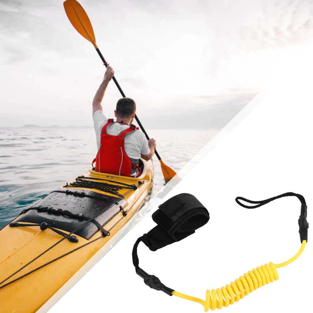 Kayak Accessory Safety Paddle Stand Up Paddle Surfing Leash For Surfboard (Yellow)