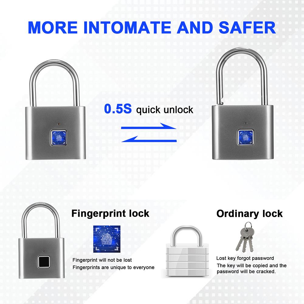 Smart Fingerprint Padlock Small Size Padlock Cabinet Fingerprint Lock Mini Fingerprint Lock