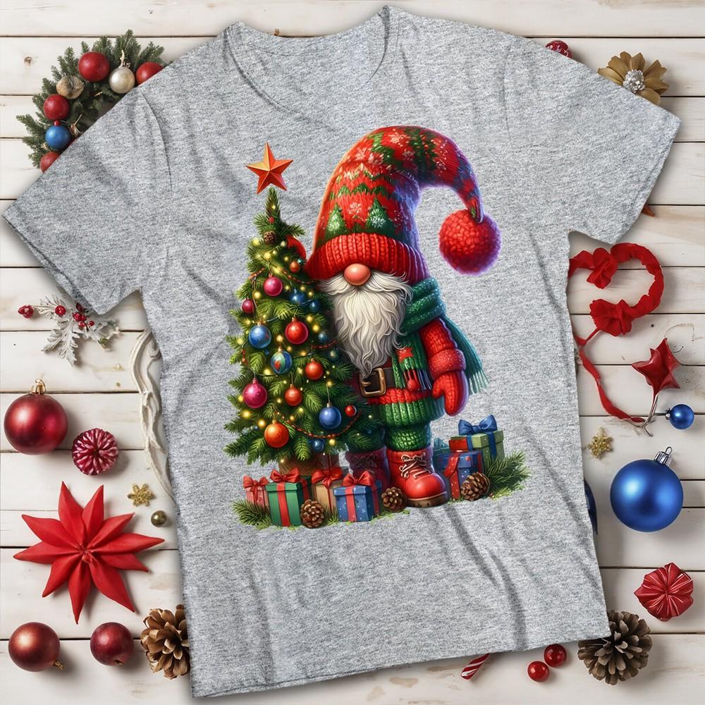Unisexs and Unisexs Gnome Tree Warm Colors Christmas TShirt Tee MC