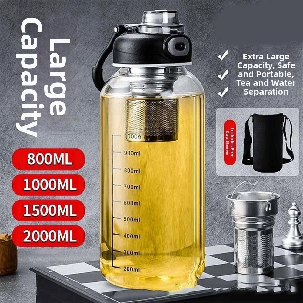 Large Capacity Tea Separation Cup Thickened Glass Tea Water Bottle Glass Water Cup Water Drinking