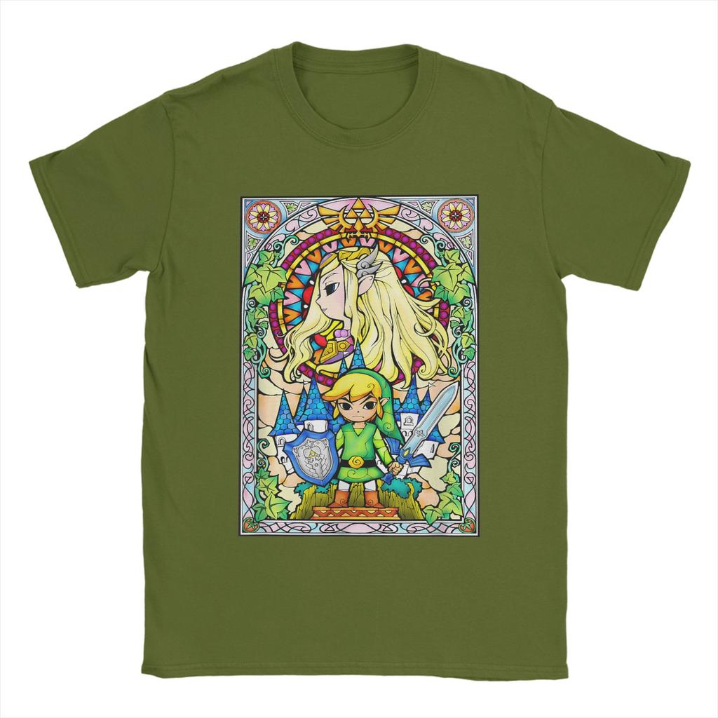 Zeldas Wind Waker Stained Glass T Shirt for Unisex 100 Cotton Funny TShirt Round Collar Tee Shirt Short Sleeve Tops Classic