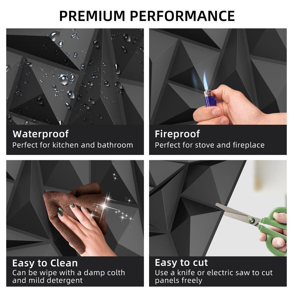 3D стеновая панель, 10 листов в упаковке, матовые черные настенные панели из ПВХ, цветочный дизайн, стеновые панели из ПВХ для текстурированного украшения дома/офиса