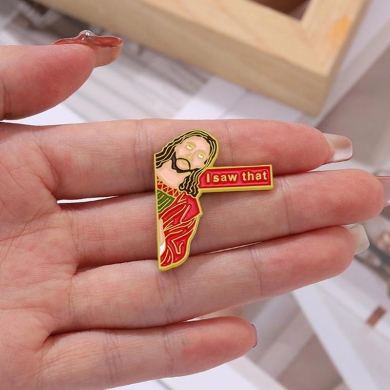 I Saw That Pins Backpack Funny Jesus Brooch Pins Clothes Brooch Schoolbag Accessories Badges Jewelry Gift for Women Men