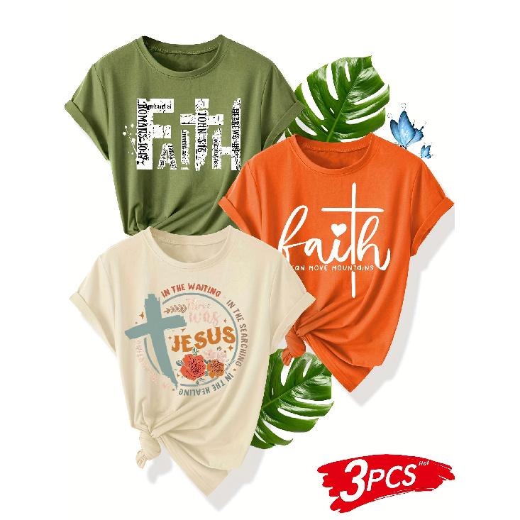 Simple and diverse letter and floral pattern series three-piece set, suitable for family, friends, or sisters. Printed fashion retro style women's