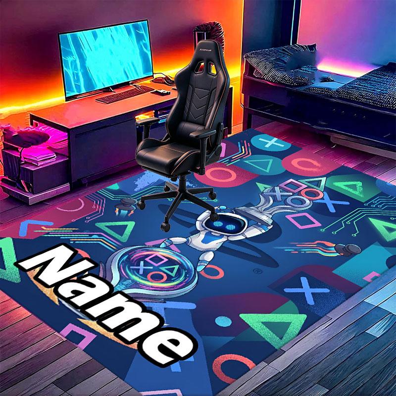 Custom Name Personalized Cosmic Bot Crew Print Carpet, Versatile Home Decor Rug, for Playroom, Apartment, Balcony, Entryway, Hallway Gift