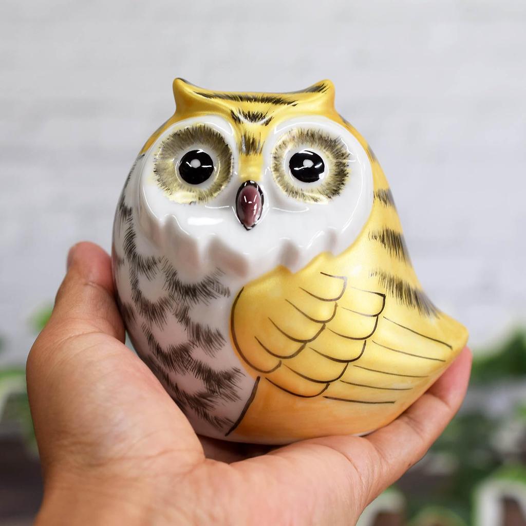 Stylish Kutani Ware Owl Figurine from Waza No A Perfect Gift for Bringing Good Luck and Interior Perfect for Celebrating and 77th Kura. Gold-plated