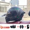 Full Face Motorcycle Helmet With Rear Wing Bluetooth Headset Men All Season Electric Bike Motorbike Riding Safety Gear