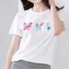 Модная женская футболка классического цвета с принтом бабочки, универсальная повседневная удобная футболка с круглым вырезом для пригородных поездок