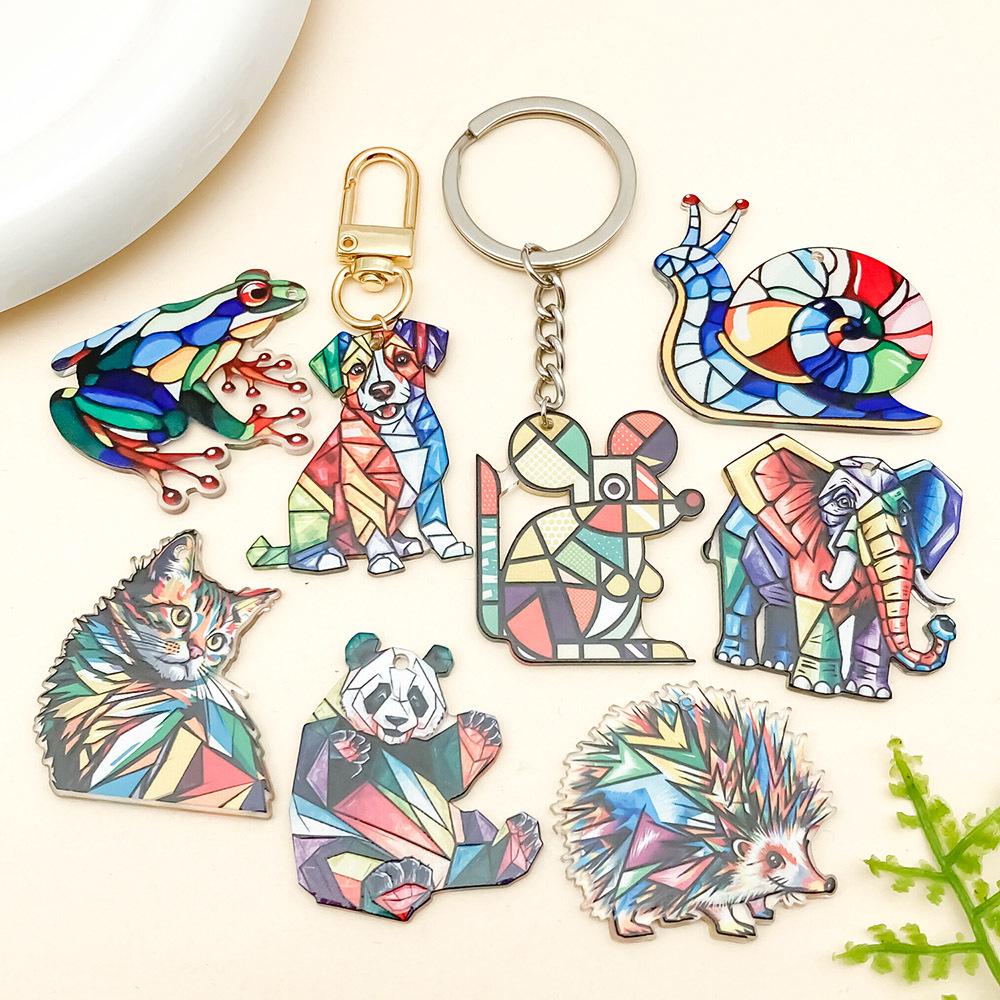 Мультяшная мозаика с животными, акриловый пазл-подвеска для изготовления украшений своими руками