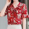 Женская летняя шифоновая рубашка с коротким рукавом и принтом, свободная рубашка большого размера, топ