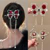 Versatile Butterfly Tassel Rose Twist Clip Women's Pearl Rhinestone Exquisite Hair Clip Fashion Back Of Head Hair Rose Hair Clip