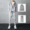 Men Suit Hoodie Hooded Sweatshirt Sweatpants Fashion Zipper Cardigan Jacket Set