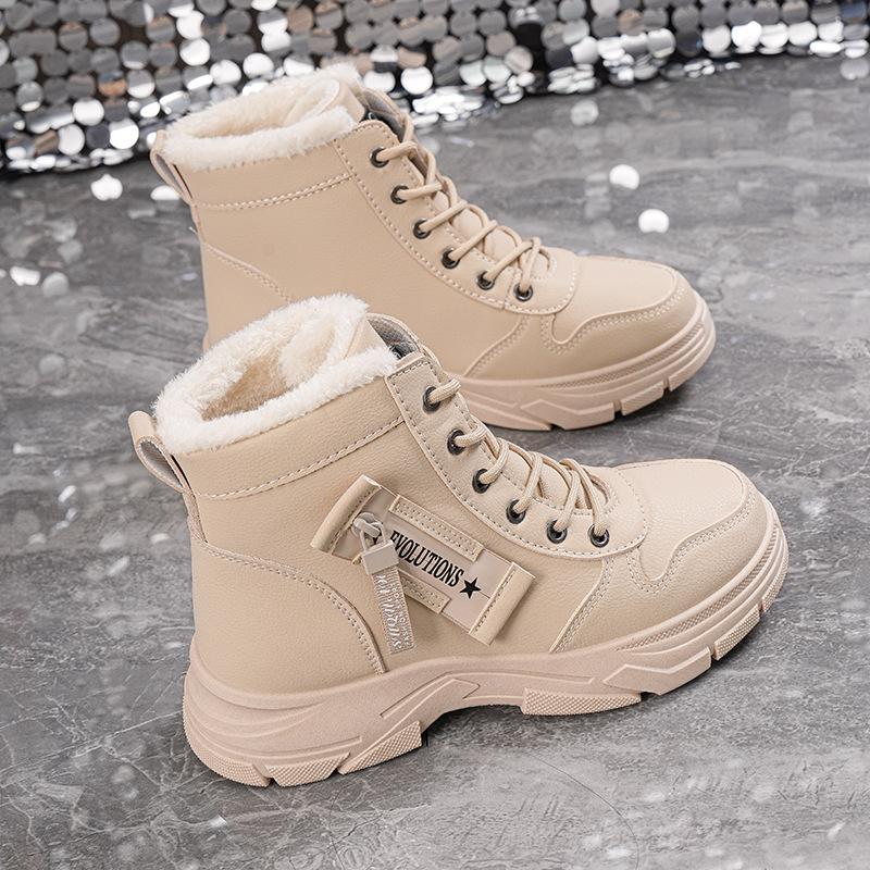 Large size 2026 high-top fashion velvet warm women's autumn and winter new thickened cotton shoes Martin boots