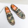 Charm New Print Pattern Patent Leather Loafers Shoes For Men Moccasins Party Wedding Groom Prom Flats Zapatillas Hombre