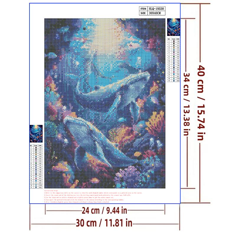 5d DIY Алмазная картина Вышивка крестом Кит Алмазная вышивка Подводный мир Мозаика Полная круглая дрель Домашний декор